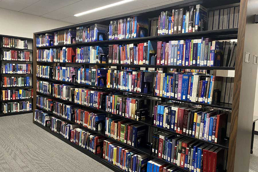 Row of book stacks