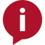 white letter i inside red speech bubble for information icon