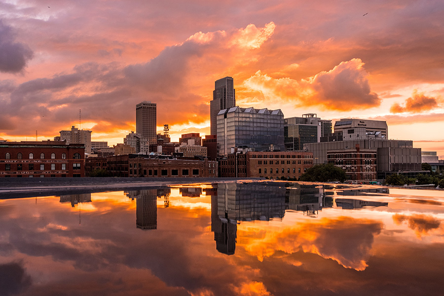 Omaha skyline at dusk