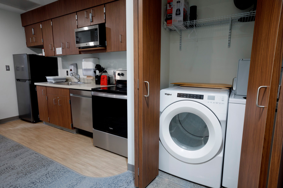MMI's simulated apartment kitchen and laundry.