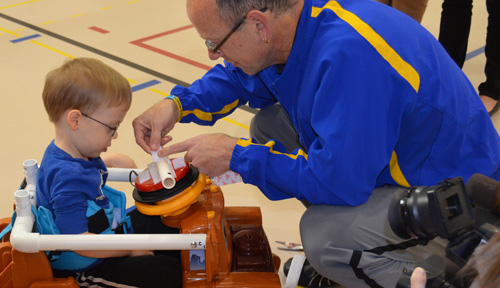 National early mobility expert Cole Galloway, Ph.D., from the University of Delaware, instructed 50 physical therapists on how to adapt toy cars for children with disabilities at a recent workshop at UNMC.
