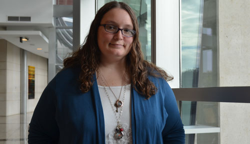 Andrea Joy Williams displays some of the jewelry she has created -- when she's not testing "skeeters" for West Nile virus.