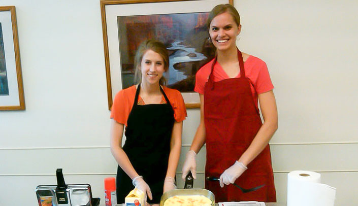 From left, medical nutrition students Clare Becker and Jenna Paseka.