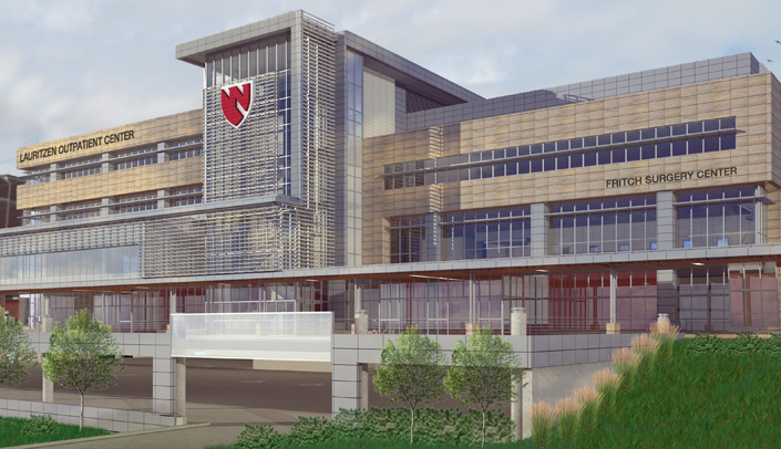 An artist's rendering of the Lauritzen Outpatient Center.