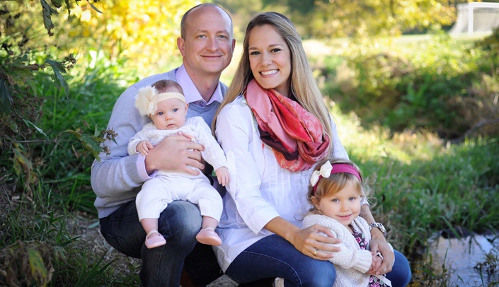 Justin Watson with his wife,  Emmeline, and daughters Julia and Rebecca.