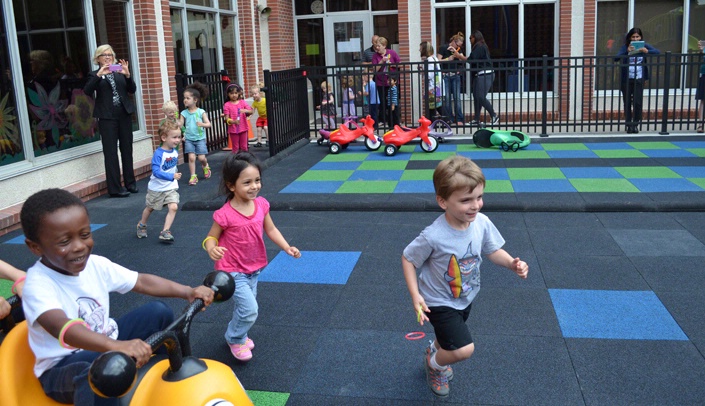 Children at UNMC’s Child Development Center celebrated the opening of a new playground at the center following a ribbon cutting ceremony June 3. Funding for the new playground came from the Chancellor’s office, Facilities Management and Planning and Business Services.