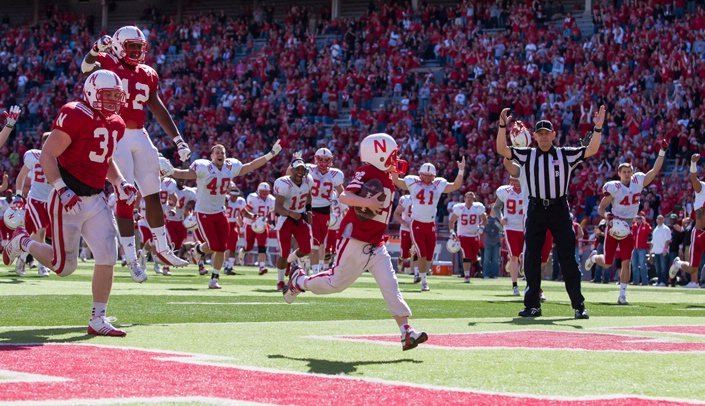 Jack Hoffman's touchdown run during the Nebraska 2013 spring game. (Photo courtesy the Team Jack Foundation)