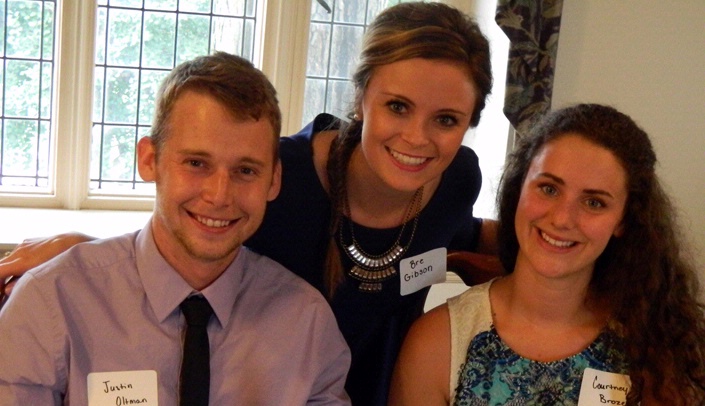 Medical student Justin Oltman, left, poses with Breanna Gibson, center, and Courtney Brozek at the Medical Student Reception held earlier this month.