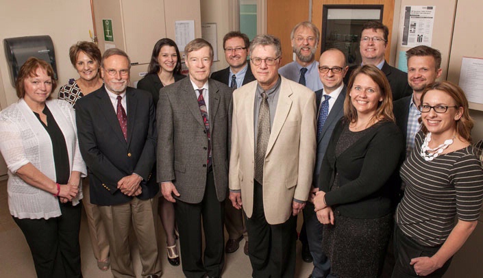 NETEC faculty includes, from left: Kate Boulter, Nebraska Medicine; Shelly Schwedhelm, Nebraska Medicine; Ross Wilson, M.D., Bellevue (N.Y.) Hospital; Laura Evans, M.D., Bellevue (N.Y.) Hospital; Phil Smith, M.D., UNMC; Chris Kratochvil, M.D., UNMC; Bruce Ribner, M.D., Emory University; Nathan Link, M.D., Bellevue (N.Y.) Hospital; Jay Varkey, M.D., Emory University; Marshal Lyon, M.D., Emory University; Sharon Vanairsdale, Emory University; John Lowe, Ph.D., UNMC; and Sonia Bell, Emory University.