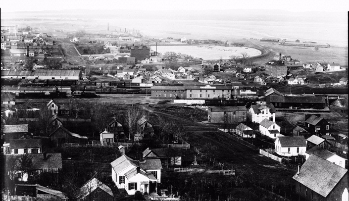 Looking northeast from the Herman Kountze estate, 8th Street and Forest Avenue, 1876. (Photo credit: The Bostwick-Frohardt/KMTV Collection & The Durham Museum Photo Archive)