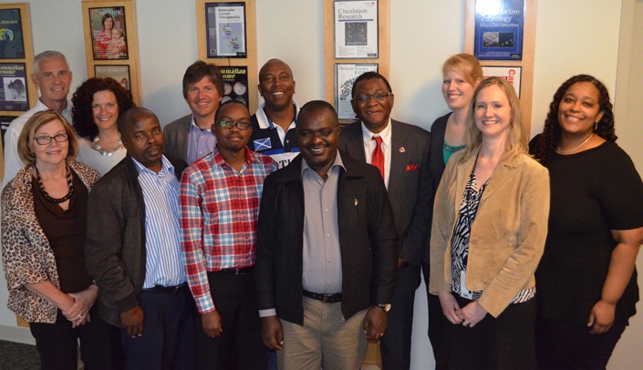 Front left-right: Cindy Berkland(Friends of Naivasha-NGO); John Chege, M.D.; Oren Ombiro, M.D.; Joseph Mburu, M.D.; Kari Simonsen, M.D. (UNMC); back, left-right: Scott Myhre, M.D.; Jennifer Myhre, M.D.; Bernhard Fassl, M.D. (University of Utah); James Mwangi (Rotary International); Dele Davies, M.D. (UNMC); Gwenn Skar, M.D. (UNMC), Shirley Delair, M.D. (UNMC)