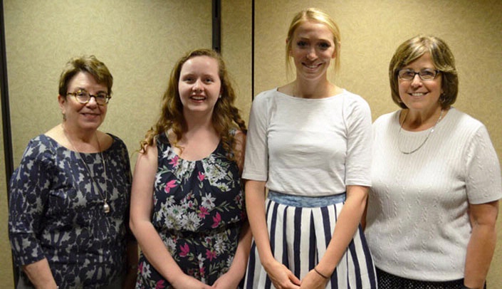 From left, Hattie B. Munroe Foundation Vice President Merilee Miller, Sydney Rhoades, Emma Fleischer and Carol Nathan, daughter of Rhoda Davis Blatt