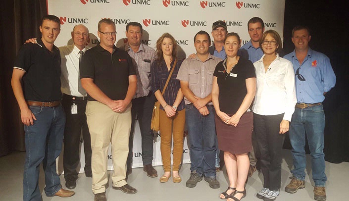 Tour participants (left-right) included: Ray Hunt, Ireland; Tom O'Connor, UNMC public relations who helped lead the tour; Clair Doan, Canada; John Keely, Australia; Deborah McConnell, Ireland; Luke Mancini, Australia; Ben Edser, Australia; Jessica Bensemann, New Zealand; Matthew Abbott, Australia; Dr. Nancy Snyderman; and Adam Coffey, Australia.