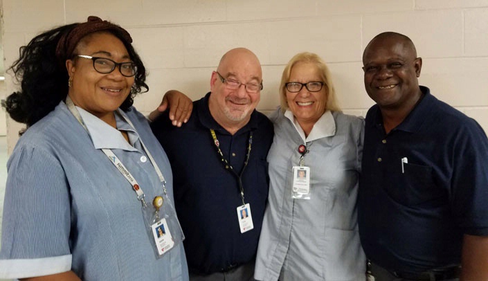 From left, environmental services workers Sherri Lindsey, Louie Liddick, Kathy Christiansen and Mike Clark.