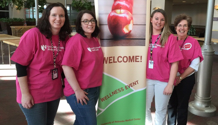 From left, College of Public Health Wellness Council members Lynette Smith, Elizabeth Fiala, Amanda Lind and Mary Morris at last year's Wellness Fair.