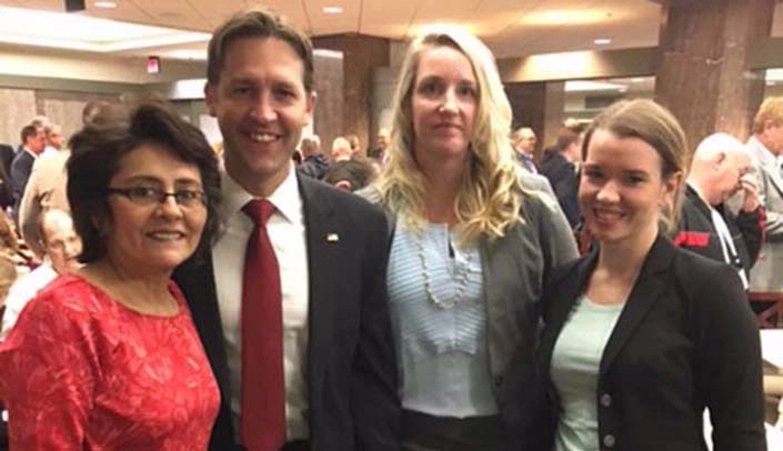 From left, Graciela Sharif, LEND cultural diversity coordinator, Nebraska Sen. Ben Sasse, Jennifer Brock, LEND clinical coordinator, and Malinda Childers, LEND PT resident.