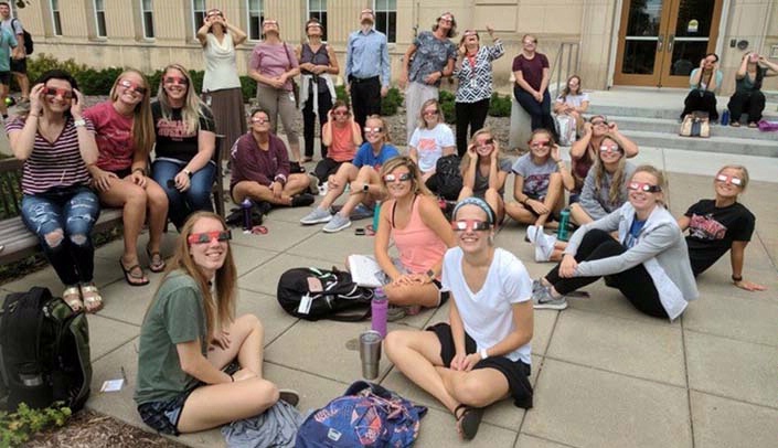 Members of the College of Nursing Lincoln Division during the eclipse.