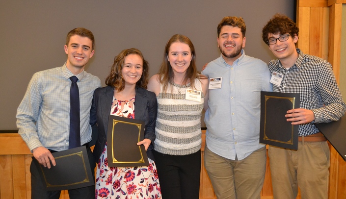 Oral presentation winners pictured left to right are - Diego Gomez, Rebekah Rapoza, Taylor Burke, Joshua Lindenberger and Elias Smith.