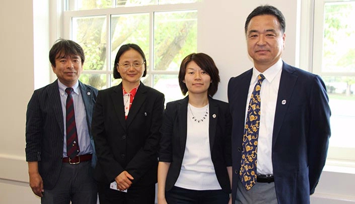 From left, Dr. Susumu Yamauchi, professor of tax law & accounting, Dr. Namiko Segawa, professor of biochemistry and epidemiology, Professor Keiko Yanagi, lecturer with the faculty of law, and Dr. Junichi Watanabe, professor of economics