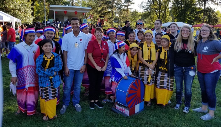 UNMC College of Nursing Lincoln Division students with participants at the Harvest Moon Festival.