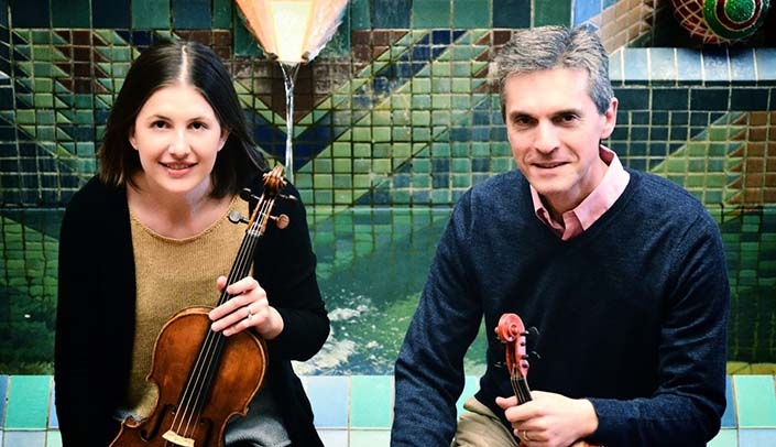 Violist Sarah Curley and violinist Thomas Kluge