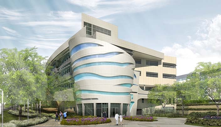 An artist's rendering of the Dr. Edwin Davis & Dorothy Balbach Davis Global Center for Advanced Interprofessional Learning