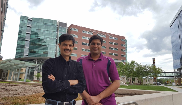 Two UNMC scientists - Channabasavaiah Gurumurthy, D.V.M., Ph.D. (left), and Rolen Quadros - played a key role in the cancer breakthrough that was featured in the July 11 issue of Nature.
