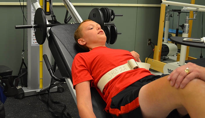 Ethan takes part in power-training -- the same kind of training used by athletes -- as part of his physical therapy during a new study.