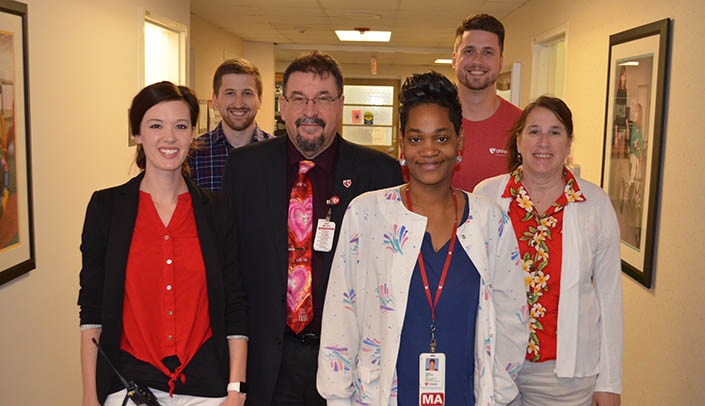 Standouts include, from left, Ashley Furman, Drew Cratsenberg, Karoly Mirnics, M.D., Ph.D., Dione Williams, Evan Roberts and Janet Williamson