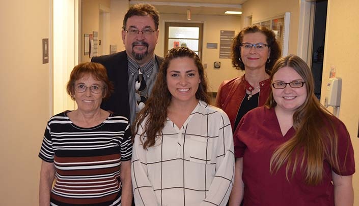 From left, Renee Sloan, Karoly Mirnics, M.D., Ph.D., Hannah McMeen, Beth Conover, Tara Baker (not pictured: Jocelin Galvan)