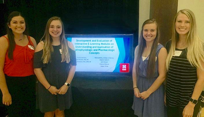 From left, nursing students Meghan Caldwell, Megan Witcig, Ashli Glosser and Breanna Pekarek.