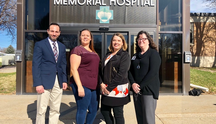 Pictured left to right are: Omar Rahman, M.D., director of the Munroe-Meyer Institute Department of Genetic Medicine at the University of Nebraska Medical Center; Shanna Rosentrater, LMHP, and Cate Jones-Hazledine, Ph.D., who owns Western Nebraska Behavioral Health in nearby Rushville, Neb.; and Doris Brown, CEO of Gordon Memorial Hospital.
 