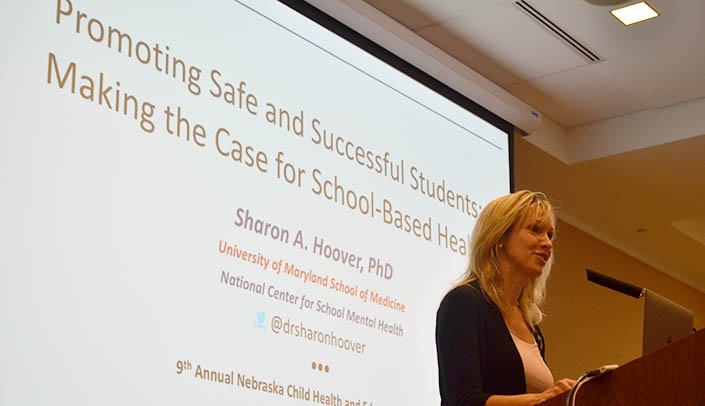 Sharon Hoover, Ph.D., co-director of the Center for School Mental Health, delivered the keynote address.