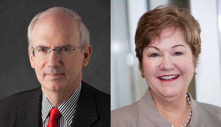 Chancellor Jeffrey P. Gold, M.D., and Juliann Sebastian, Ph.D., dean of the UNMC College of Nursing