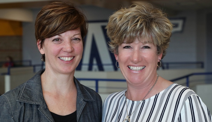 The $2.5 million grant was awarded to Jennie Hill, Ph.D. (left), associate professor in the UNMC College of Public Health, and Kate Heelan, Ph.D., professor and director of the UNK Physical Activity and Wellness Lab.