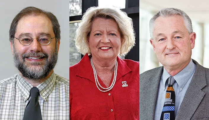 From left, David Dunning, Ph.D., Rita Kay Schmitz, and Myron Toews, Ph.D.