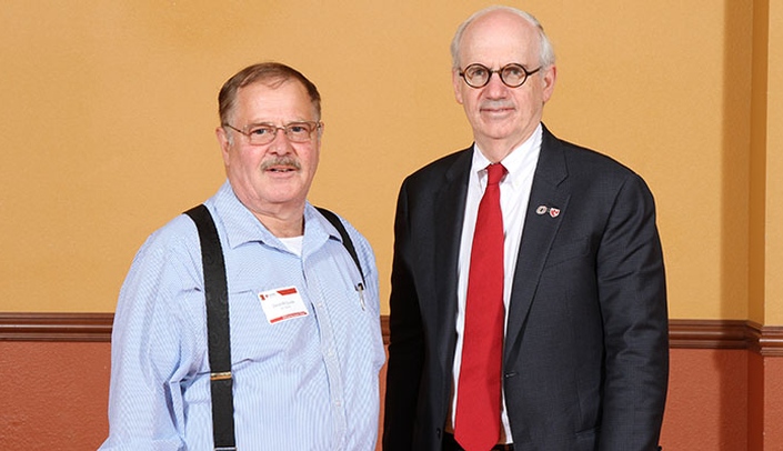Daniel McQuade, left, with Chancellor Jeffrey P. Gold, M.D.