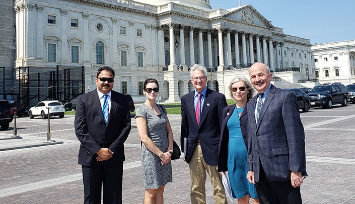 UNMC's Tony Sambol is seen with members of the Association of Public Health Laboratories. From left, Sanjip Bhattacharyya, Ph.D., Samantha Musumeci, 
Sambol, Francie Downes, Ph.D., and Peter Kyriacopoulos.