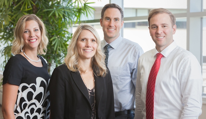 Jill Poole, MD (second from left), has been named chief of the newly created Division of Allergy and Immunology. Other physicians in the division (from left-right) are Sara May, MD, Joel Van De Graaf, MD, and Andrew Rorie, MD.