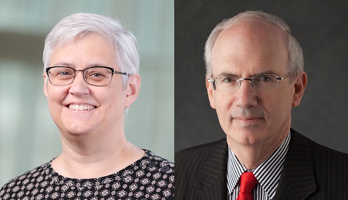 From left, Dean Emily McElroy and Chancellor Jeffrey P. Gold, M.D.