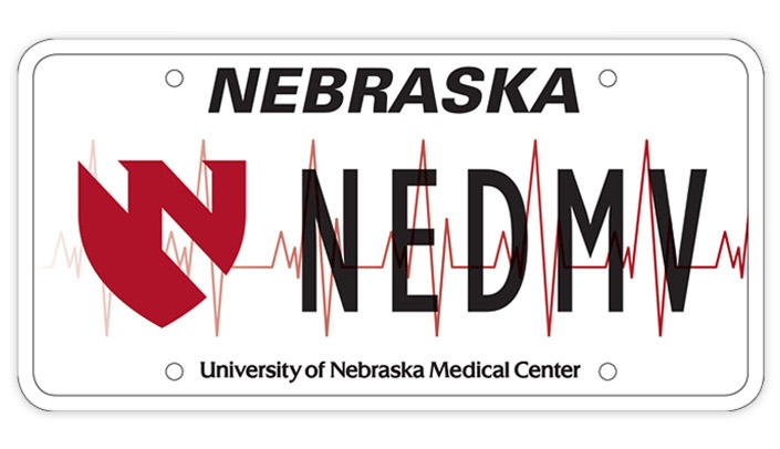 The design for the proposed UNMC license plate