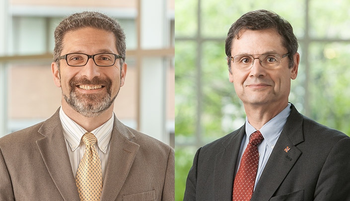 From left, Andre Kalil, M.D., and Stephen Rennard, M.D.