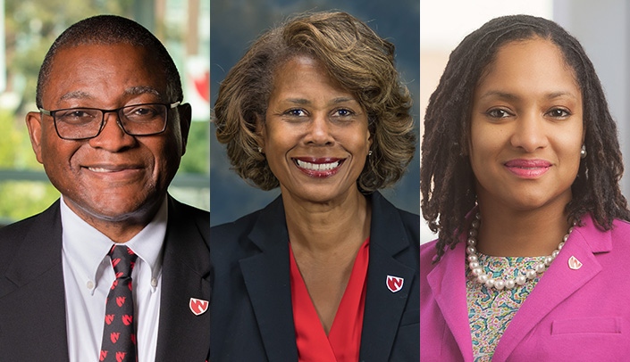 From left, Dele Davies, M.D., senior vice chancellor for academic affairs, Aileen Warren, assistant vice chancellor for human resources and Sheritta Strong, M.D., assistant professor of psychiatry and interim director of inclusion, will take part in the event.