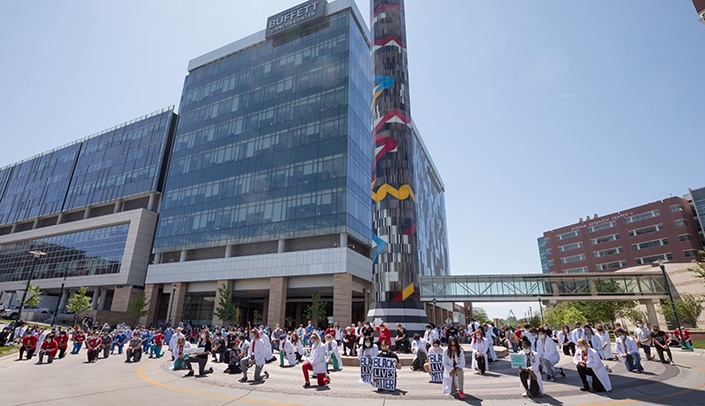 Members of the UNMC community took part in a national White Coats for Black Lives event in June. UNMC now has its own chapter of the organization, which is holding its first meeting Monday.