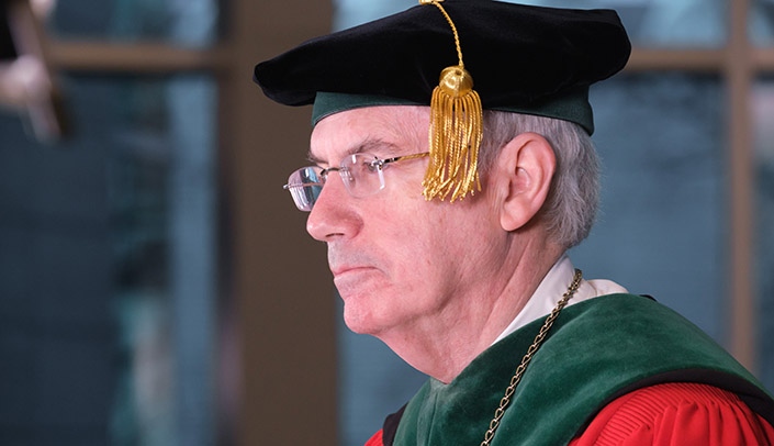 UNMC Chancellor Jeffrey P. Gold, MD, in commencement regalia.