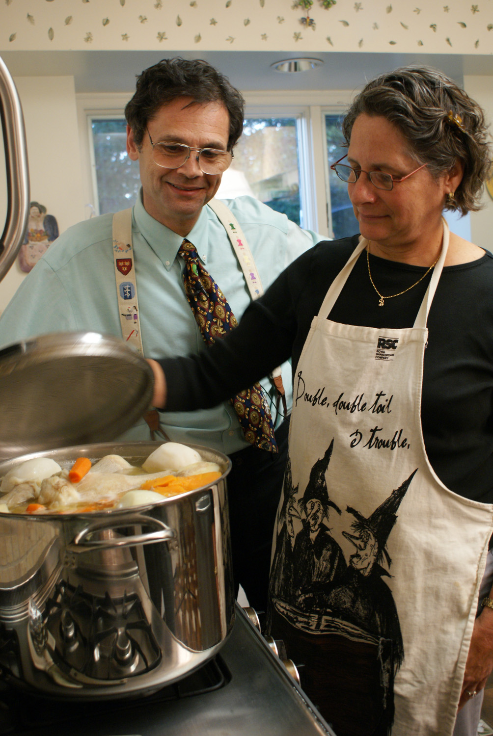 The Rennards prepare chicken soup.