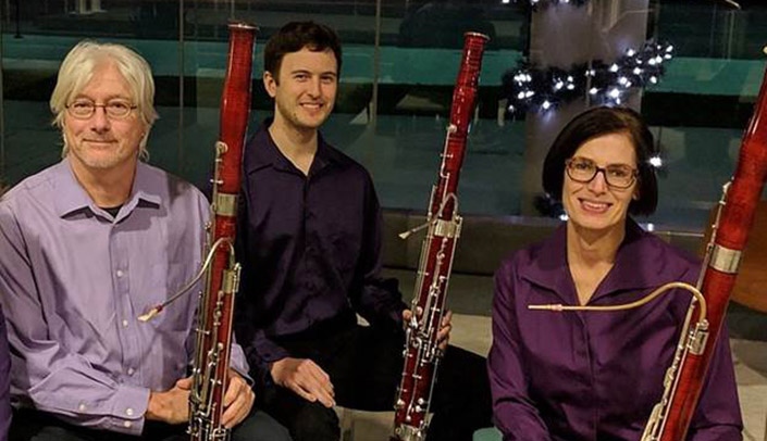 From left, Omaha Symphony bassoonists Jim Compton, Nick Nelson and Karen Sandene