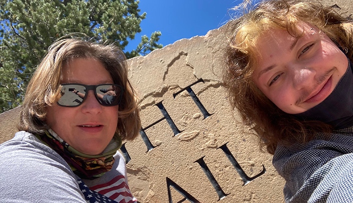 Lisa Chudomelka, left, and Tony Chudomelka on their rim-to-rim hike of the Grand Canyon in May.