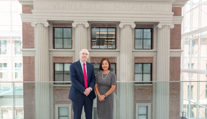 University of Nebraska at Omaha Chancellor-elect Joanne Li, PhD, toured UNMC last week and met with UNMC and current UNO Chancellor Jeffrey P. Gold, MD.