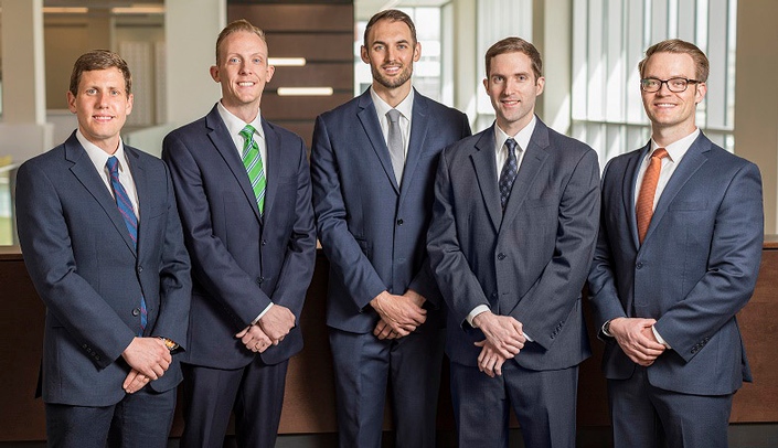 From left, Kent Rinehart, MD, Joshuea Cameron, MD, Christopher Deans, MD, David Kusin, MD, and Phillip Thomas, MD